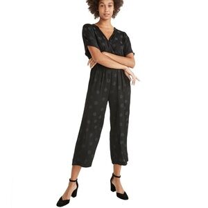 Madewell wrap front smock waist jumpsuit in dot jacquard